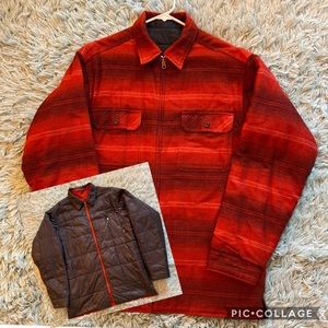 Men’s Patagonia Flannel Puffer Coat Red Black M